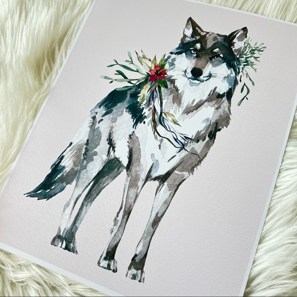 Wall Art Watercolor Wolf Portrait Illustration Print Poster Unframed - Picture 14 of 16